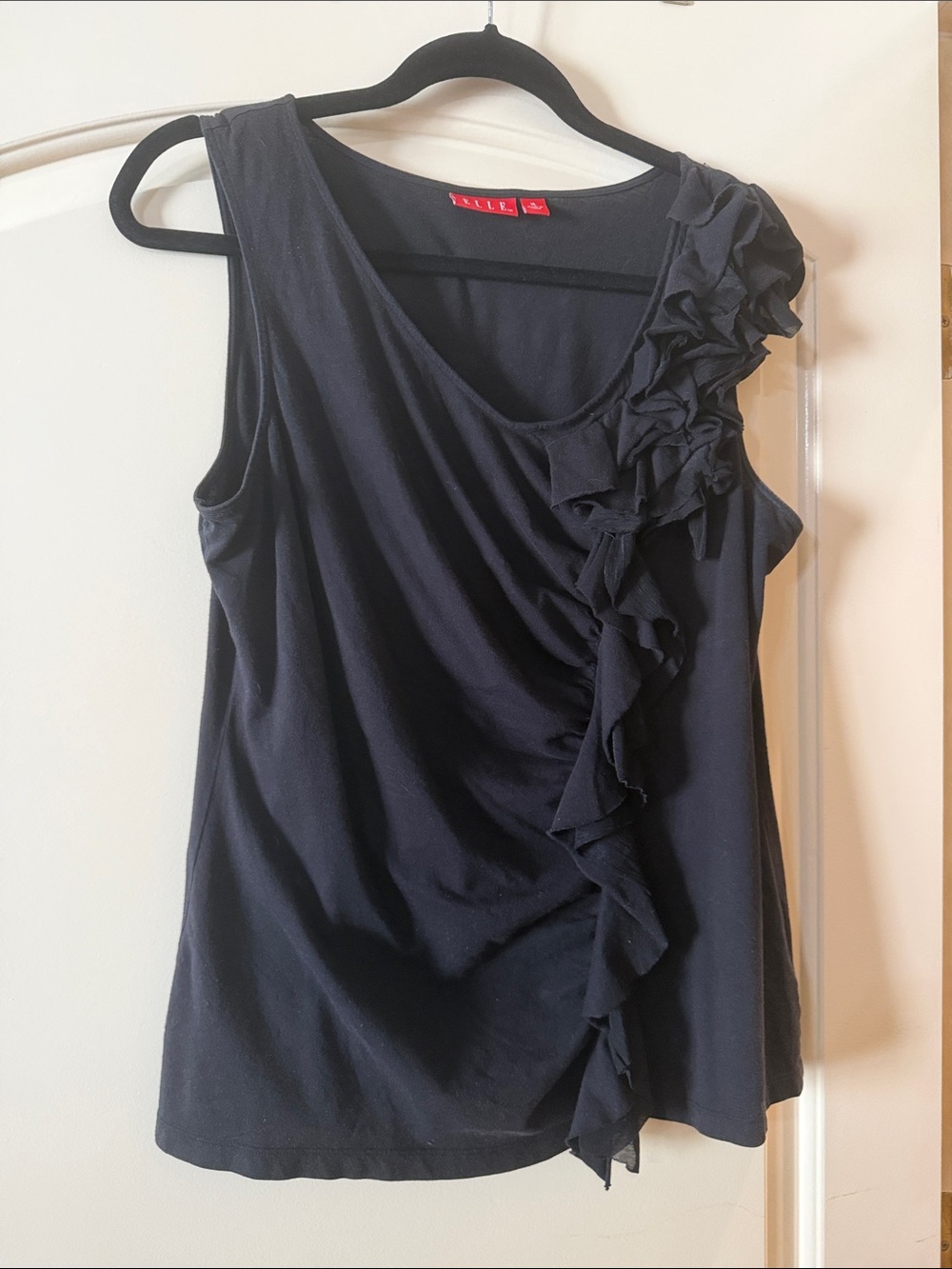 Elle Black Ruffle Detail Tank Top XL
